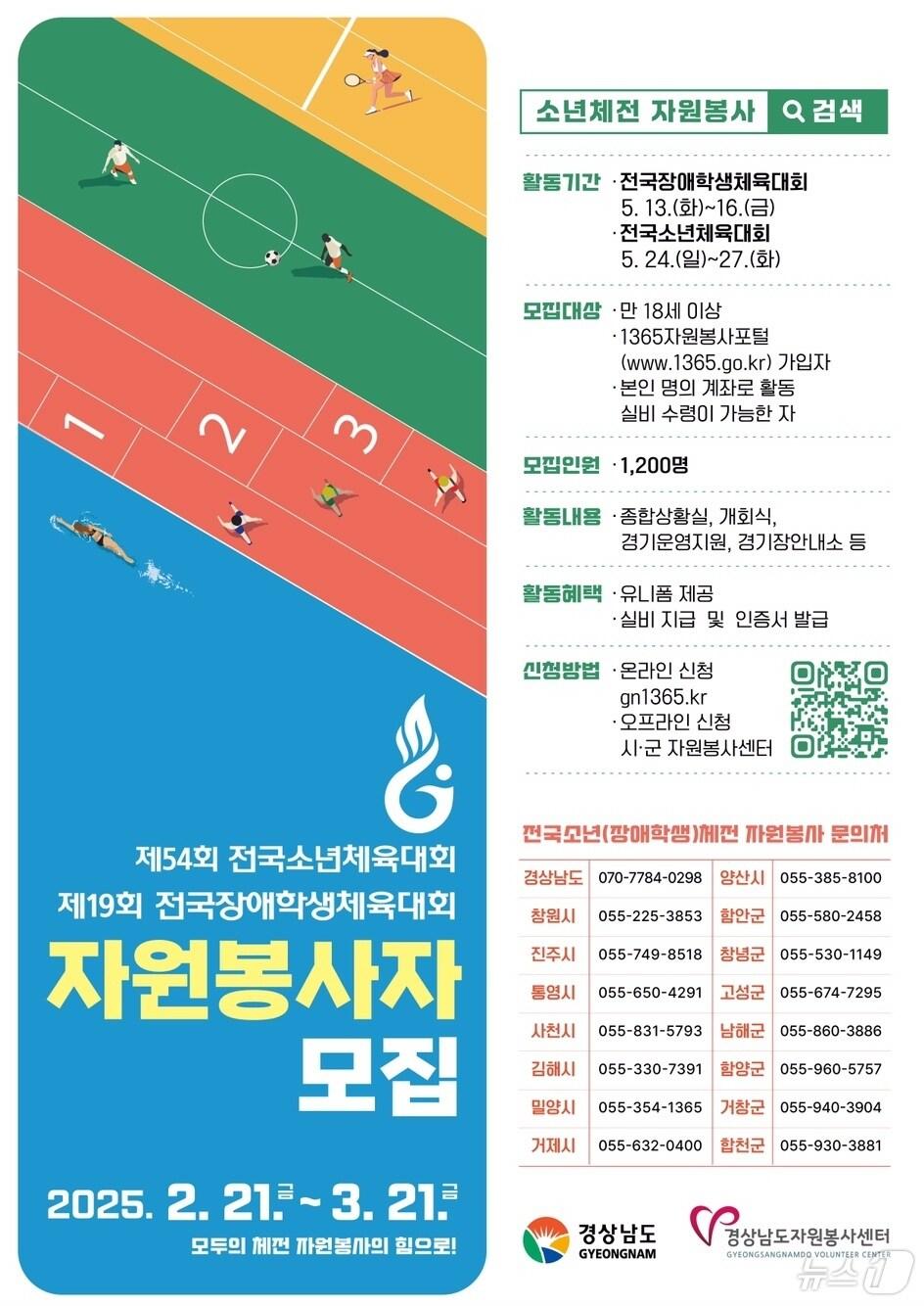 본문 이미지 - 경남 김해시가 다음달 21일까지 전국소년(장애학생)체전 자원봉사자를 모집한다. 사진은 자원봉사자 모집 홍보물.(김해시 제공. 재판매 및 DB금지)