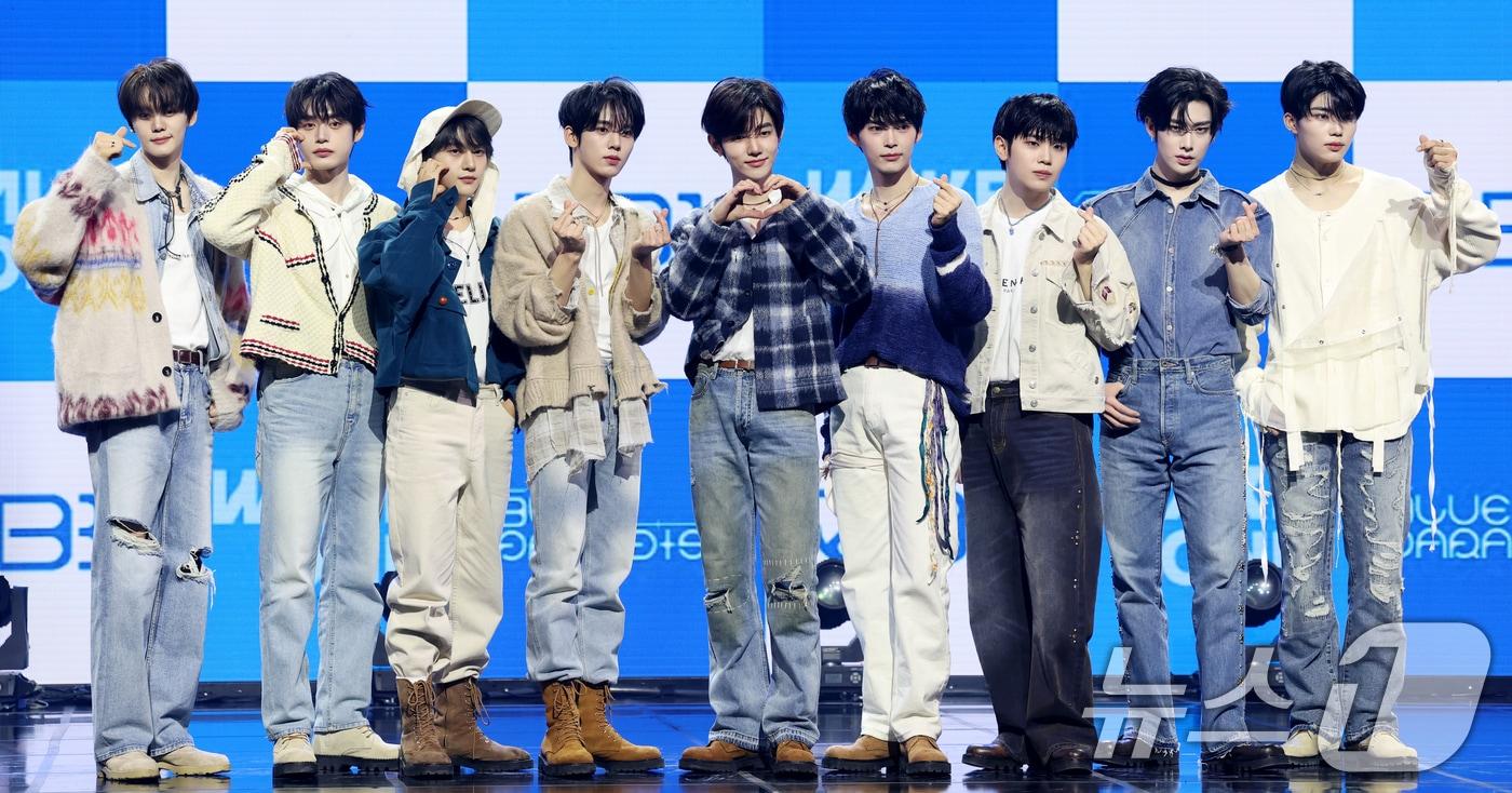 제로베이스원(ZEROBASEONE) 김규빈(왼쪽부터)과 김지웅, 석매튜, 한유진, 장하오, 성한빈, 김태래, 리키, 박건욱 ⓒ News1 권현진 기자