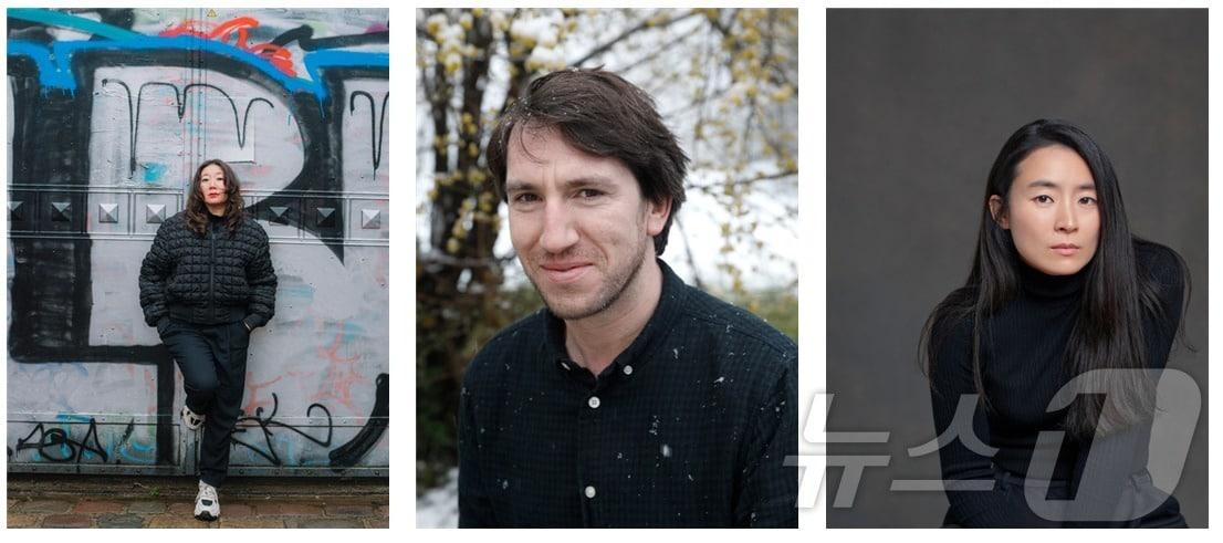 본문 이미지 - 2025년 바다미술제 전시감독에 선정된 김금화&#40;왼쪽부터&#41;, 베르나 피나, 김사라 기획자.&#40;부산비엔날레조직위원회 제공. 재판매 및 DB 금지&#41;