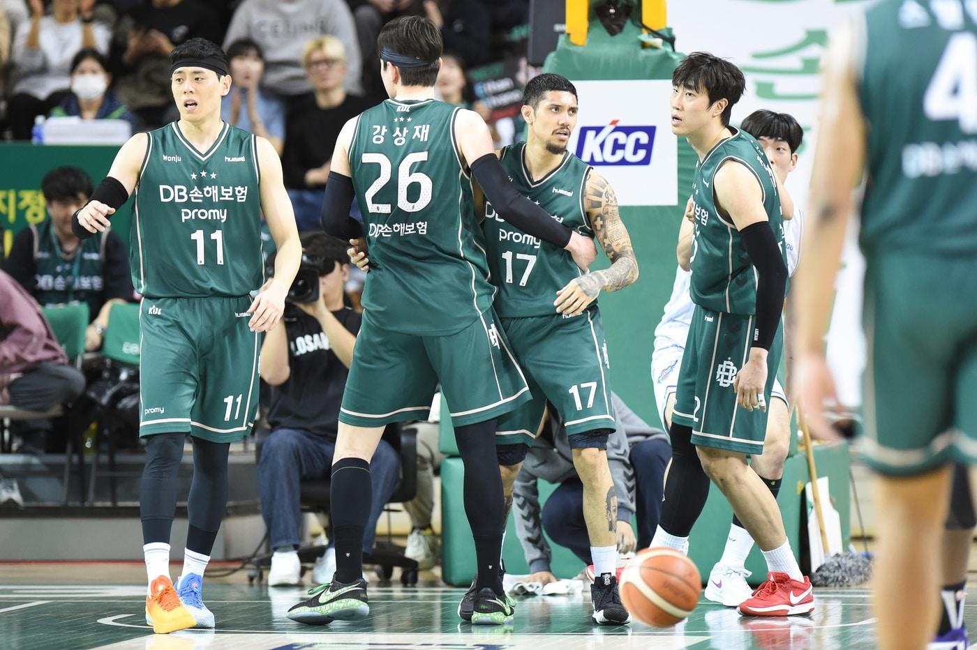 프로농구 원주 DB가 27일 대구 한국가스공사를 꺾고 7위 부산 KCC와 승차를 3.5경기로 벌렸다. &#40;KBL 제공&#41;