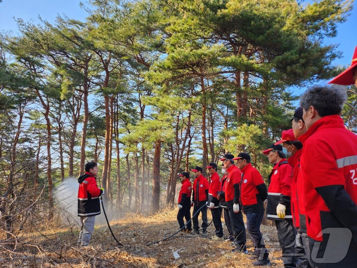 본문 이미지 - 강릉 성덕동, 봄철 산불진화 예비훈련 자료사진.&#40;강릉시 제공&#41;