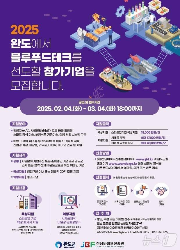 본문 이미지 - 완도군, 블루푸드 테크 참가 기업 모집 (완도군 제공)/뉴스1 
