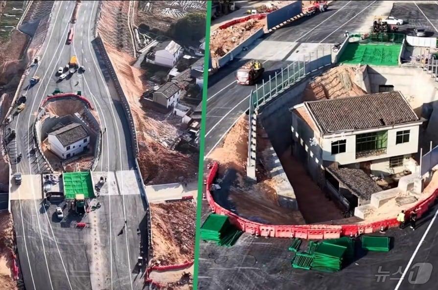 본문 이미지 - 알박기한 집을 둘러싸고 난 고속도로 - SCMP 갈무리