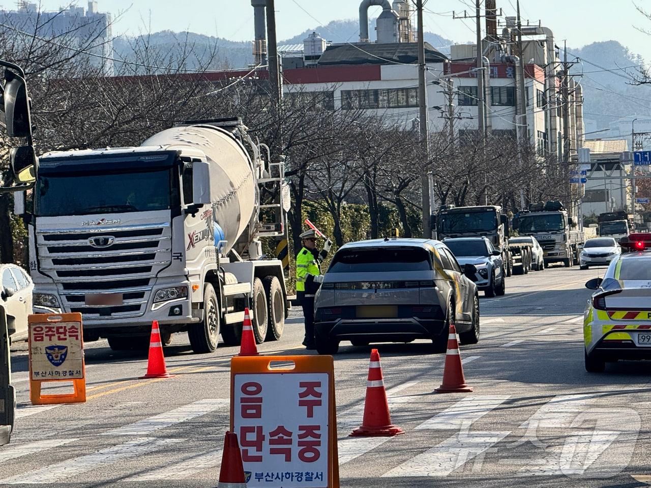 본문 이미지 - 연말연시 특별 음주운전 단속 현장.(부산경찰청 제공) 