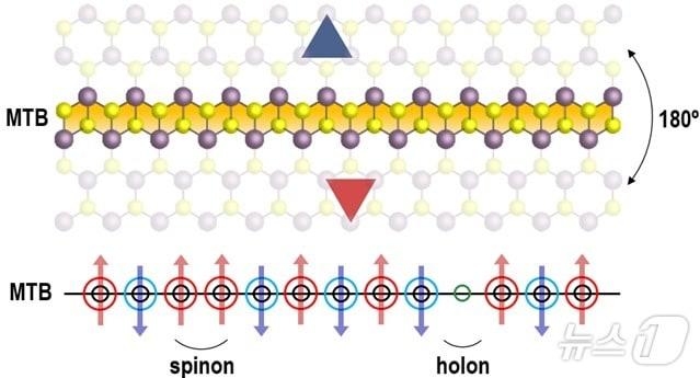 본문 이미지 - 이상적인 1차원 양자 금속상인 이황화몰리브덴 거울 쌍정 경계. (기초과학연 제공)/뉴스1
