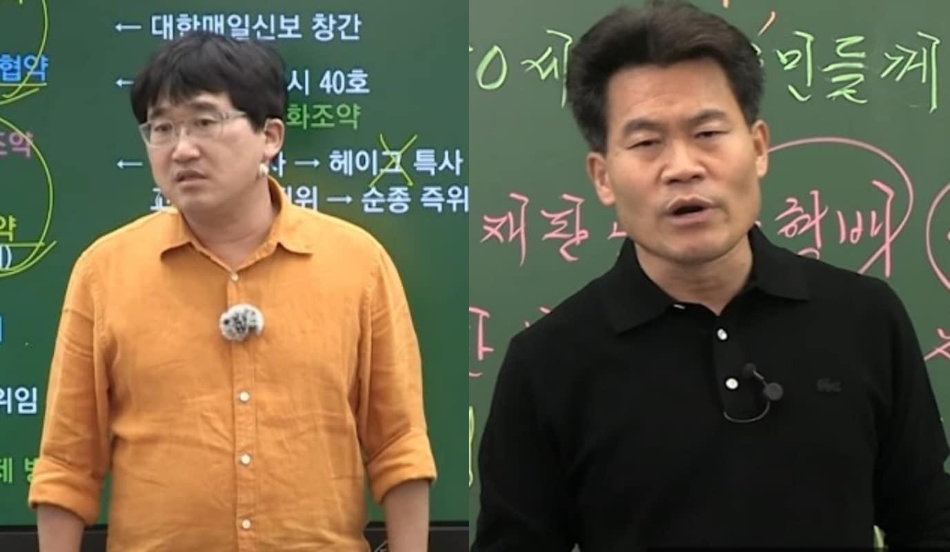 본문 이미지 - 한국사 강사 강민성 씨(왼쪽), 전한길 씨. (유튜브 갈무리)