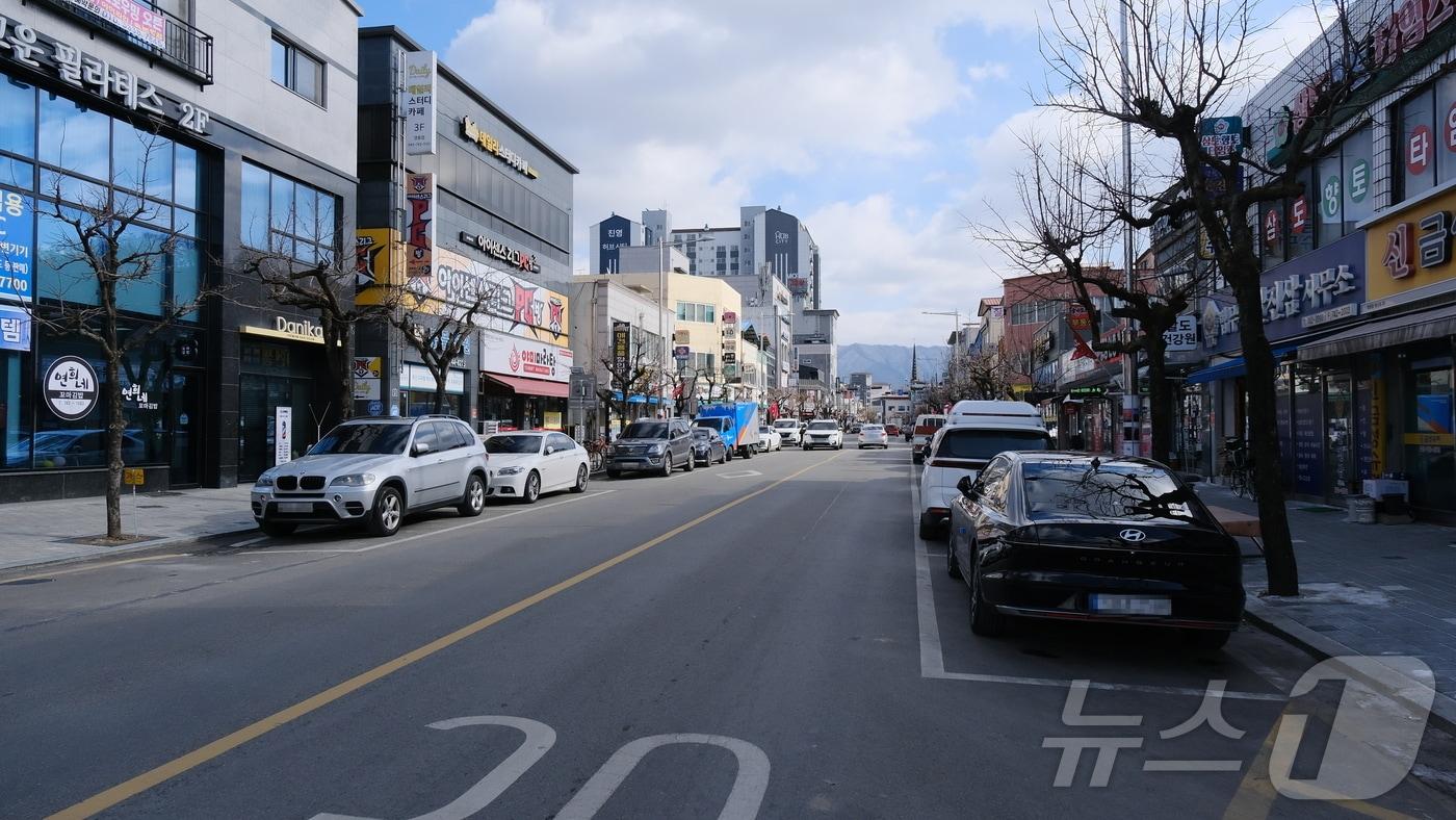 영동군 중앙로터리 회전교차로~영동역 구간 노상주차장 (영동군 제공) /뉴스1