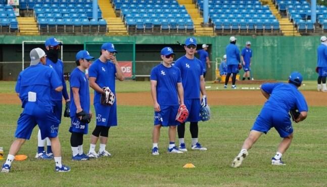 본문 이미지 - 괌에서 1차 스프링캠프를 진행한 삼성 라이온즈 선수단. (삼성 라이온즈 제공) 