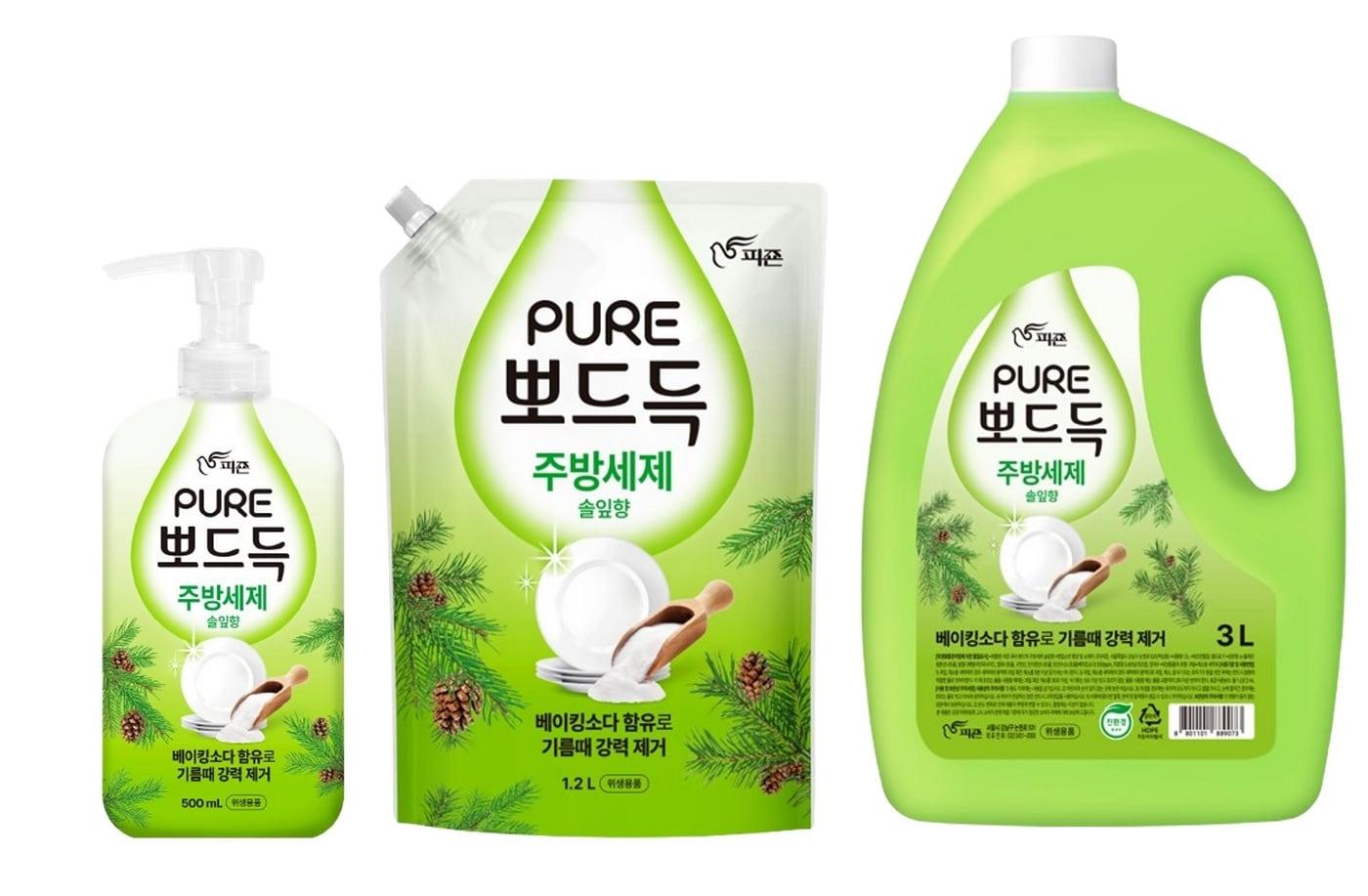 본문 이미지 - 피죤 퓨어 뽀드득 주방세제 솔잎향.(피죤제공)
