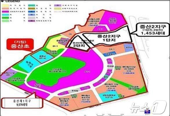 본문 이미지 - 경산시 중산지구 '중산초등학교' 신설 예정지 개략도/뉴스1