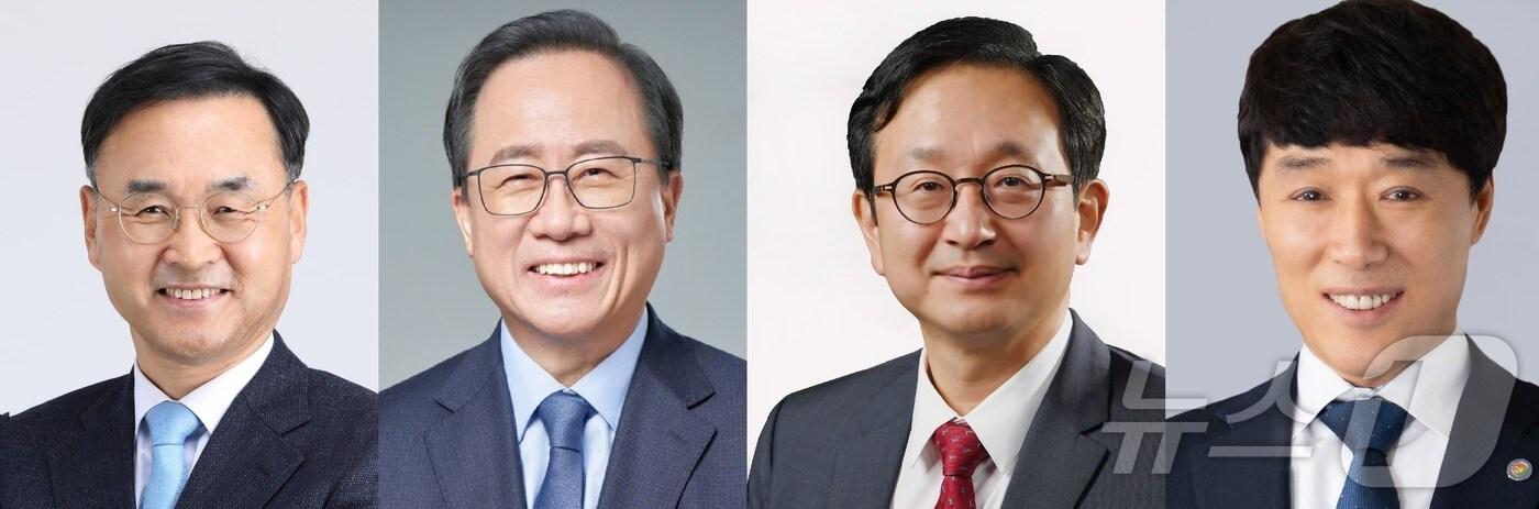 왼쪽부터 차정인, 김석준, 정승윤, 최윤홍 부산시교육감 예비후보. 순서는 등록 순.&#40;중앙선거관리위원회 제공. 재판매 및 DB금지.&#41;