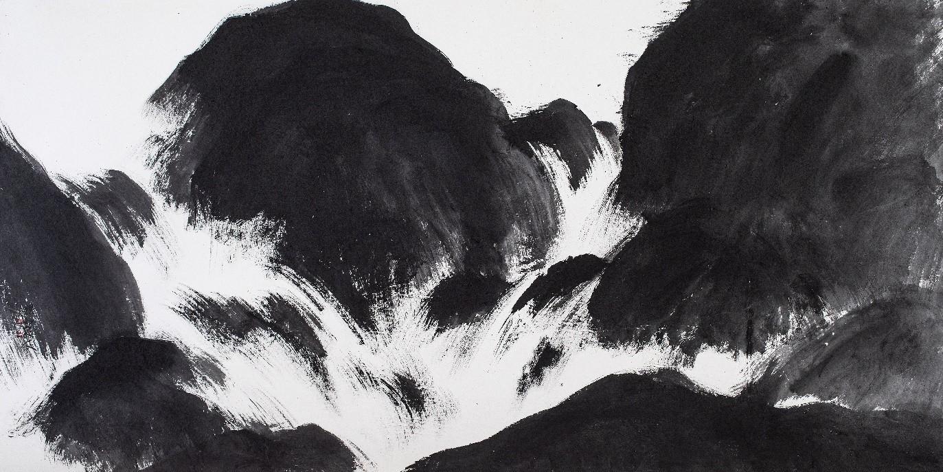 본문 이미지 - 무여 문봉선, 계곡 溪谷 지본수묵, 96&times;180㎝, 2024 &#40;공화랑 제공&#41;