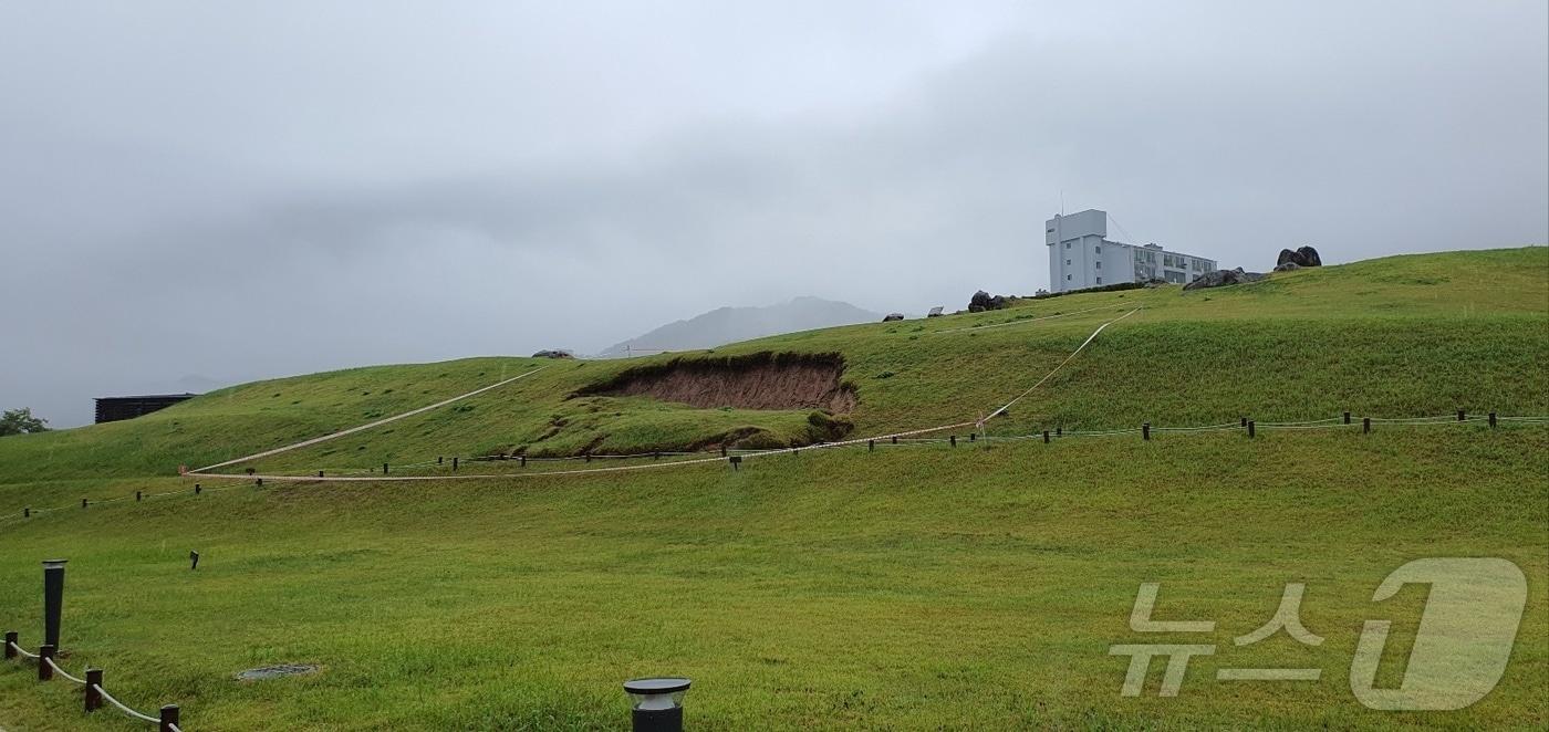 지난해 9월 폭우로 일부 사면이 붕괴된 김해 대성동 고분군 모습.(김해시 제공. 재판매 및 DB금지)