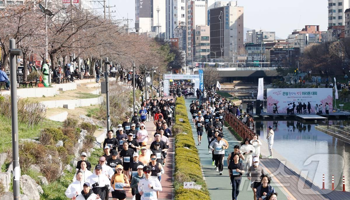 본문 이미지 - 은평 불광천 벚꽃 마라톤대회.(은평구청 제공) 