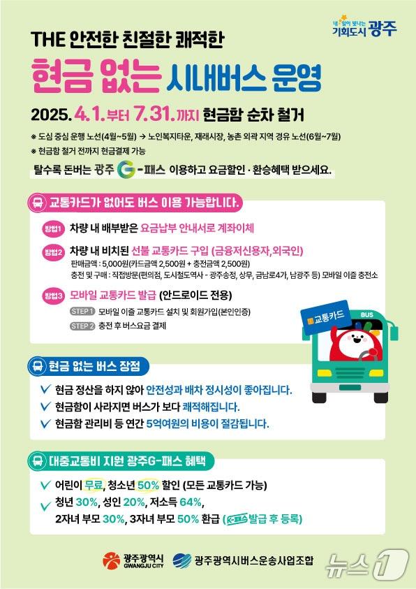 본문 이미지 - 광주시 현금 없는 시내버스 운영 안내.(광주시 제공. 재판매 및 DB 금지) 