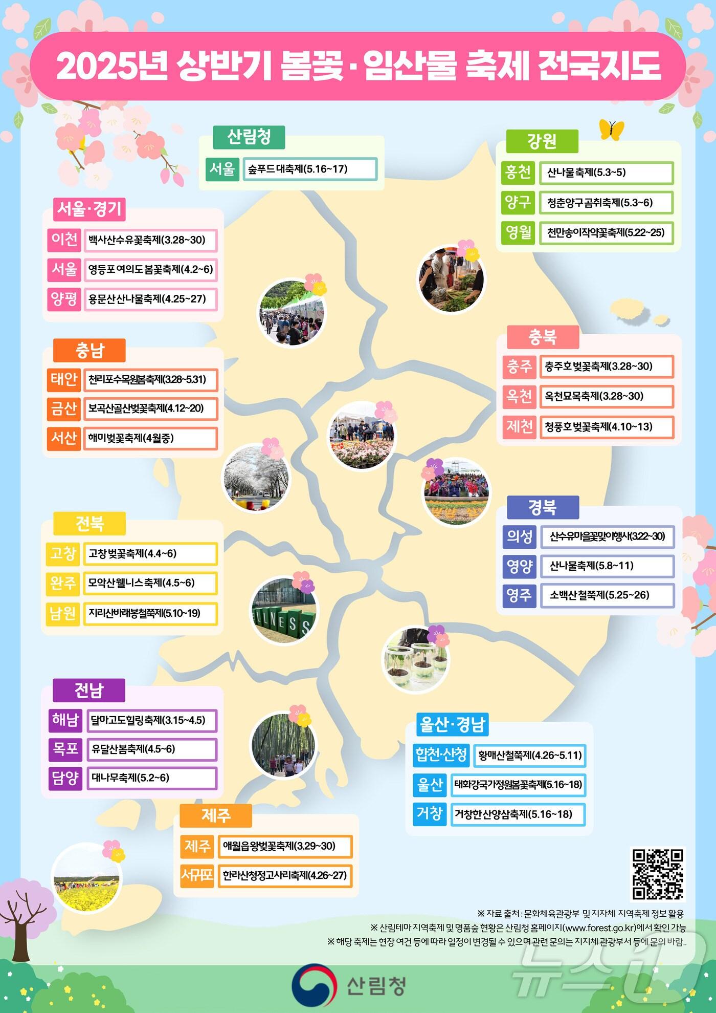 본문 이미지 - 2025년 상반기 ‘봄꽃·임산물 축제 전국지도’ 
