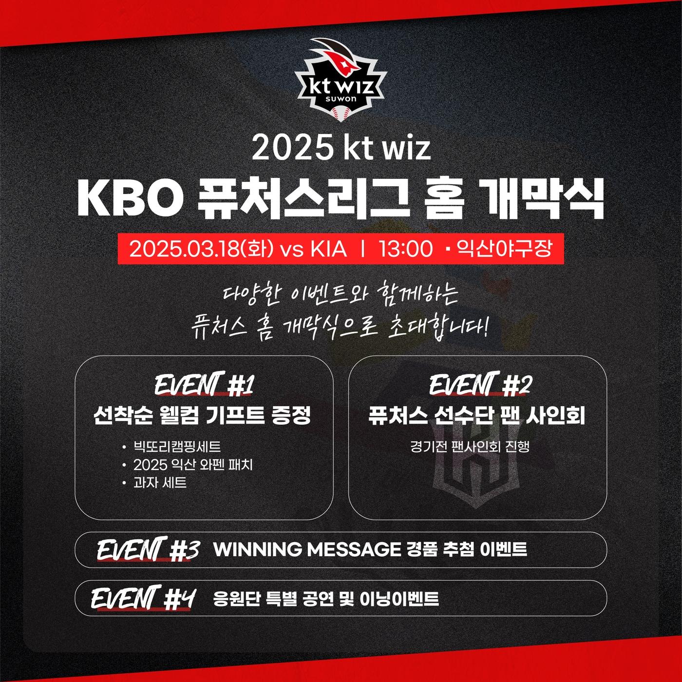 본문 이미지 - KT 위즈 퓨처스팀이 올 시즌 홈경기 승리 때마다 30만원을 적립한다. (KT 제공)