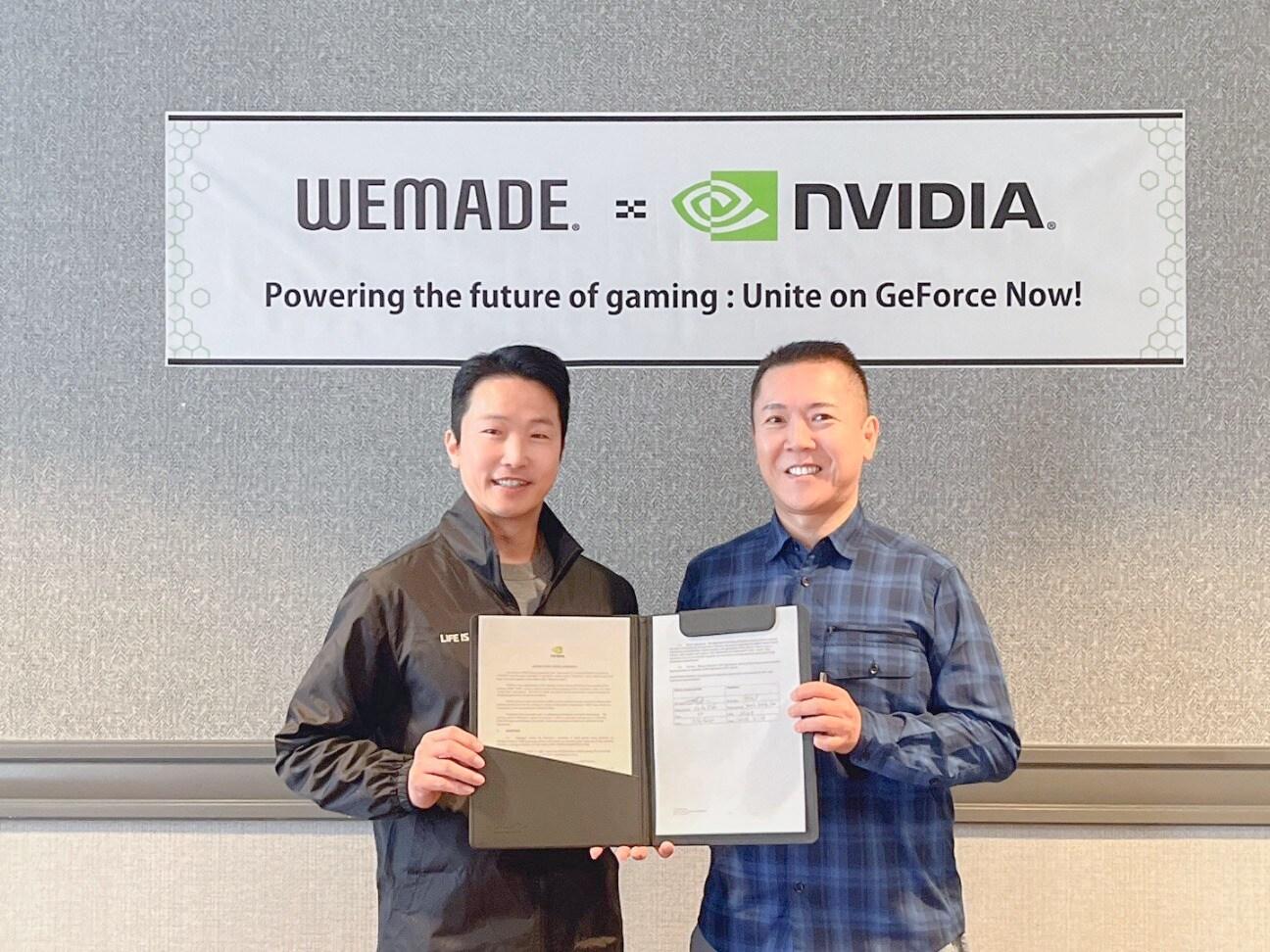본문 이미지 - 박정수 위메이드넥스트 대표(왼쪽)와 케이타 이다 엔비디아 부사장 (위메이드 제공)