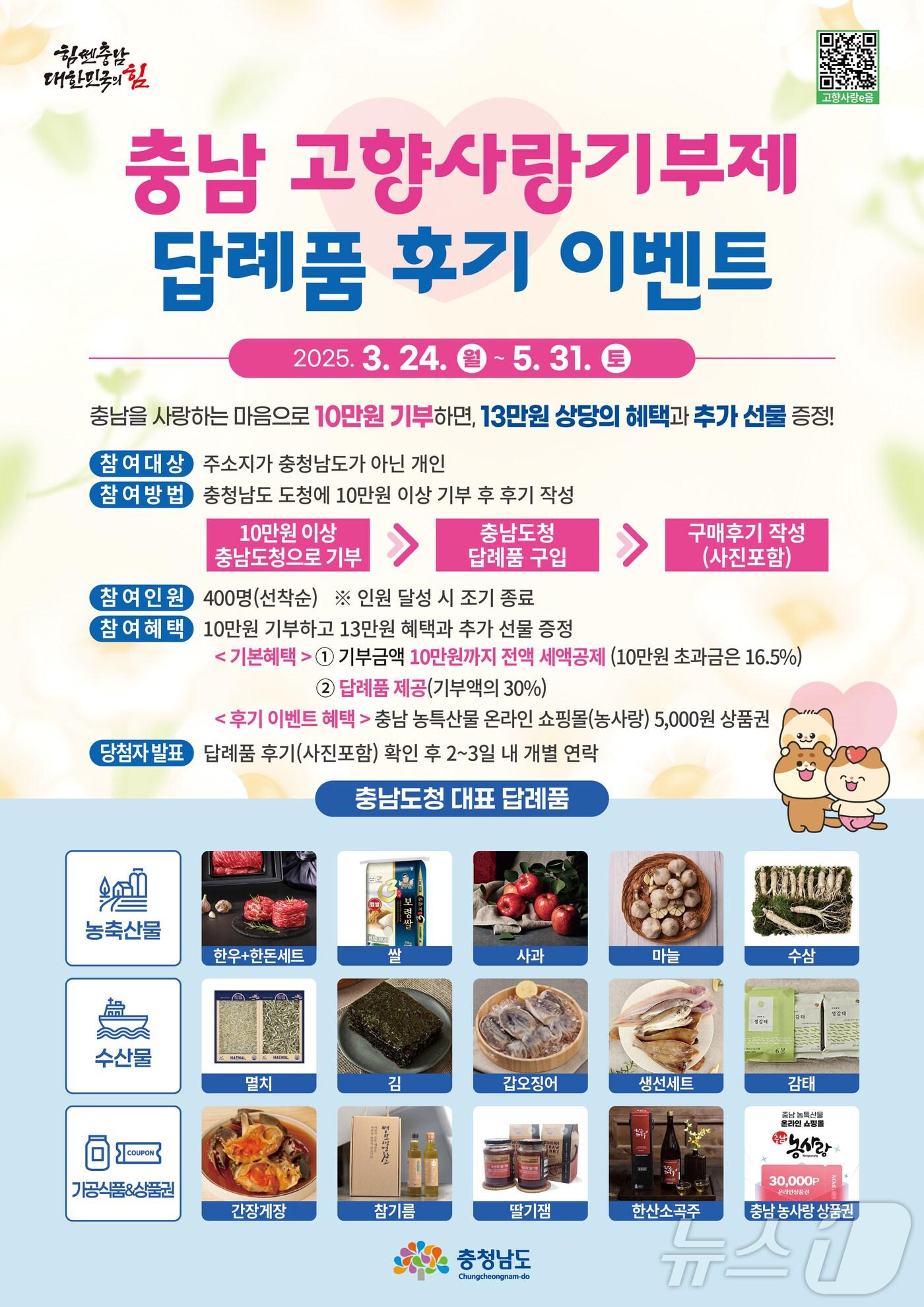 본문 이미지 - 고향사랑기부 답례품 후기 이벤트.(충남도 제공. 재판매 및 DB금지)/뉴스1