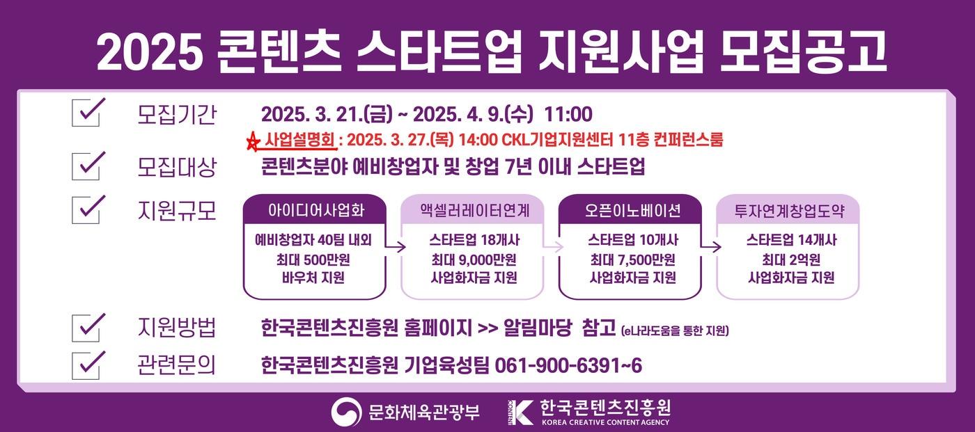 2025 콘텐츠스타트업 지원사업