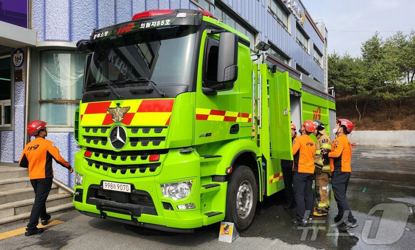 본문 이미지 - 제천소방서 고성능 화학차.(제천소방서 제공. 재배포 및 DB 금지) 