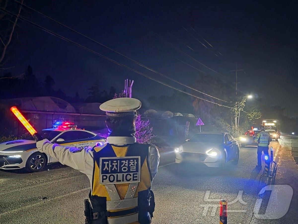 본문 이미지 - 제주도자치경찰단과 서귀포경찰서는 지난 19일부터 서귀포시 일원에서 합동 음주운전 단속을 전개하고 있다.(제주자치경찰단 제공. 재판매 및 DB 금지)