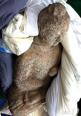 본문 이미지 - 산청 덕산 석조비로자나불좌상 이송 과정(독자 제공. 재판매 및 DB금지)