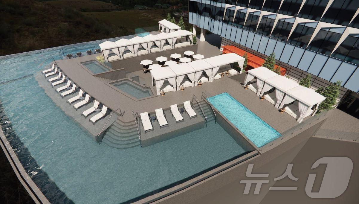 본문 이미지 - 강원랜드 하이원그랜드호텔의 인피니티 풀 예상도. (강원랜드 제공. 재판매 및 DB금지) 2025.3.27/뉴스1