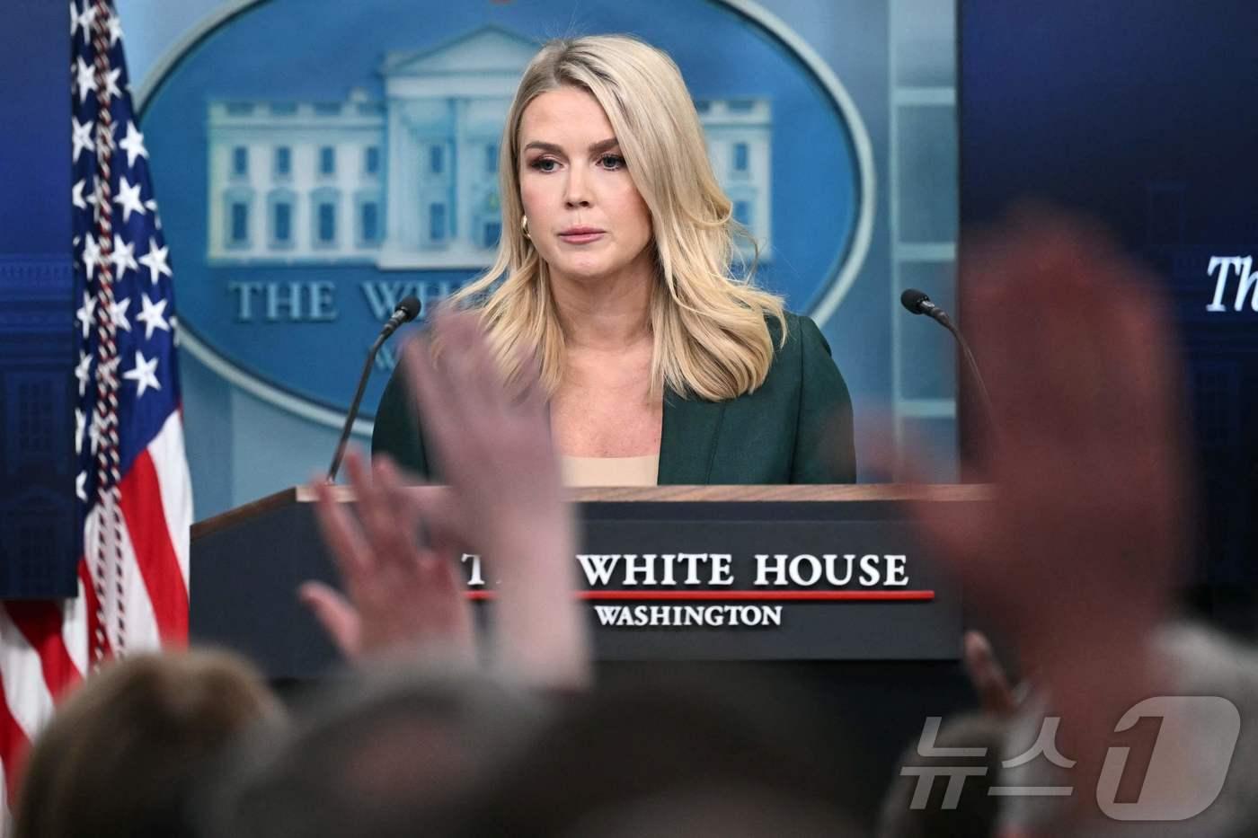 질문 받는 캐롤라인 레빗 백악관 대인 ⓒ AFP=뉴스1 ⓒ News1 구경진 기자