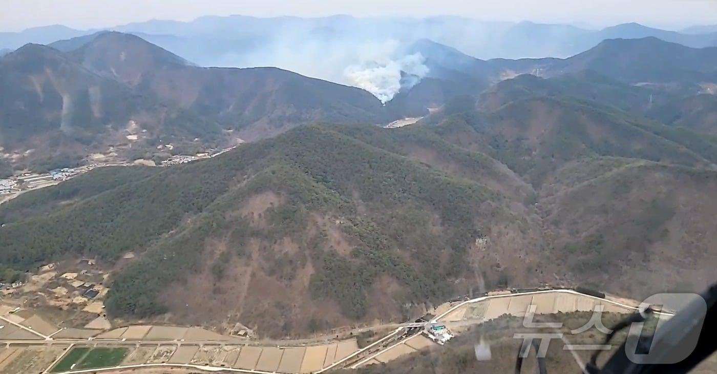 29일 오후 1시 32분쯤 경남 고성군 개천면 용안리의 한 야산에서 불이 났다. 사진은 산불 현장 모습.(산림청 제공. 재판매 및 DB금지)