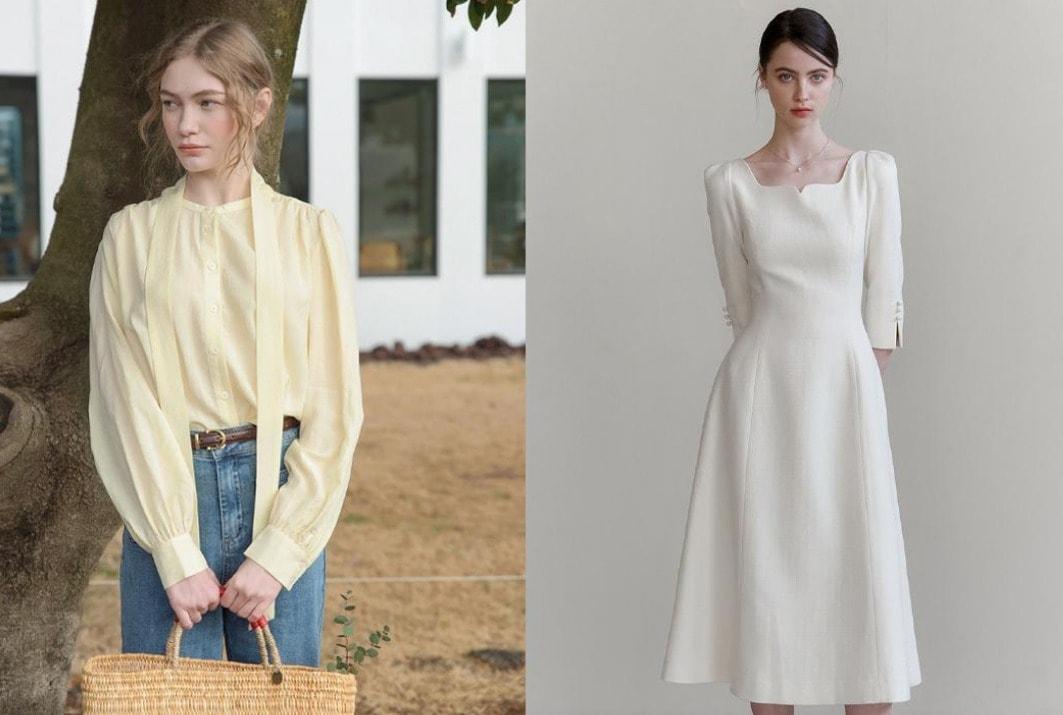 본문 이미지 - 르니나 25SS 룩북(왼쪽), 플로움 베스트셀러 룩북.(각사제공)