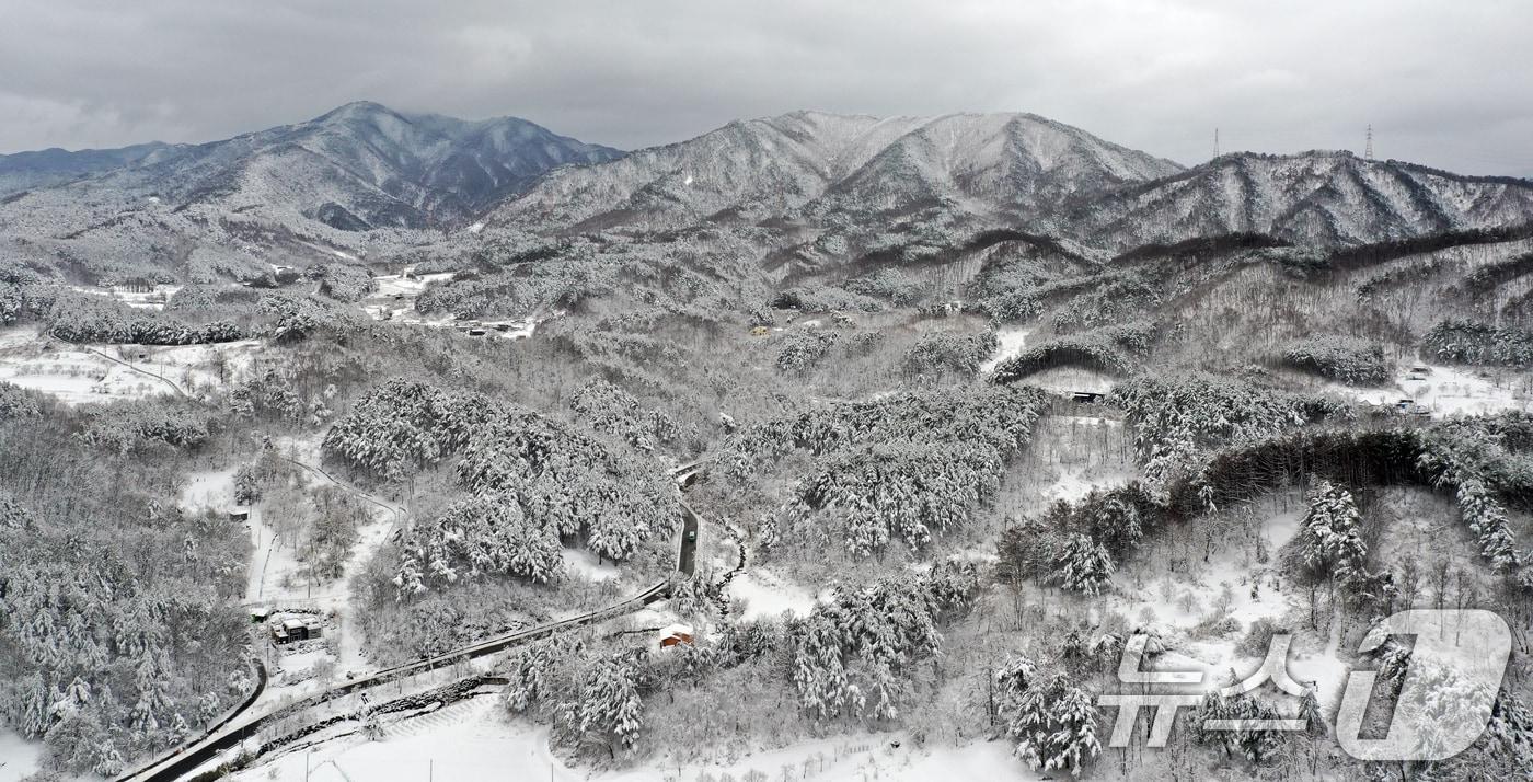 강원 산간을 중심으로 폭설이 내린 3일 강원도 강릉시 성산면 일대에 많은 눈이 쌓여 있다. 기상청은 강원 산지에 최대 40cm 이상, 강원 동해안과 경북북동산지 에 30cm 이상의 폭설이 더 쏟아질 전망이라고 예보했다. 2025.3.3/뉴스1 ⓒ News1 김명섭 기자