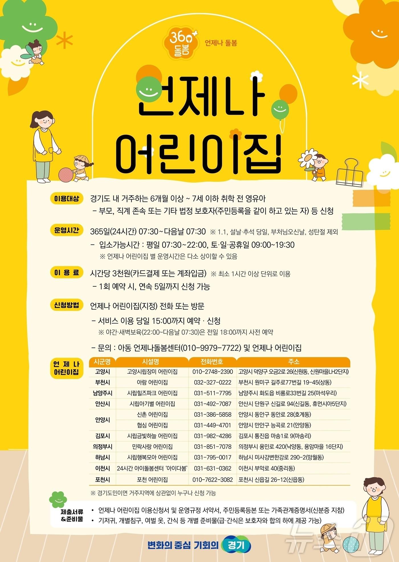 본문 이미지 - 언제나어린이집 포스터.(경기도 제공)
