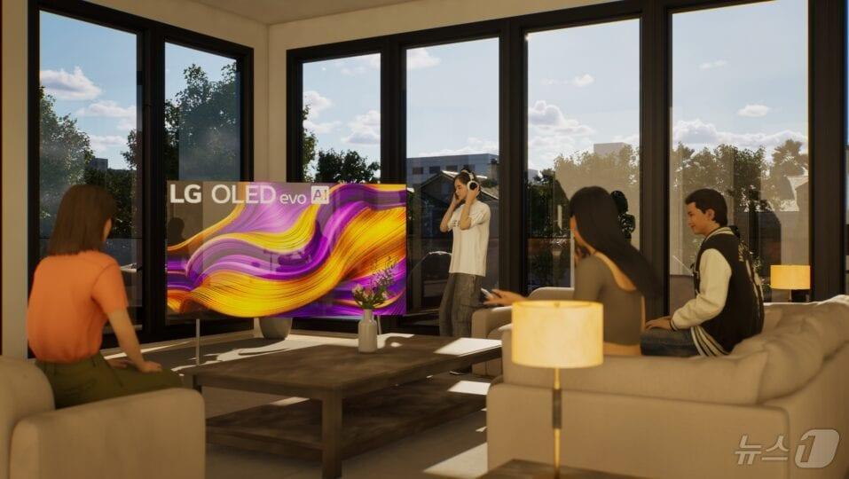 본문 이미지 - 크래프톤 인생 시뮬레이션 게임 '인조이'에 구현된 LG전자 올레드 TV(LG전자 제공). ⓒ 뉴스1
