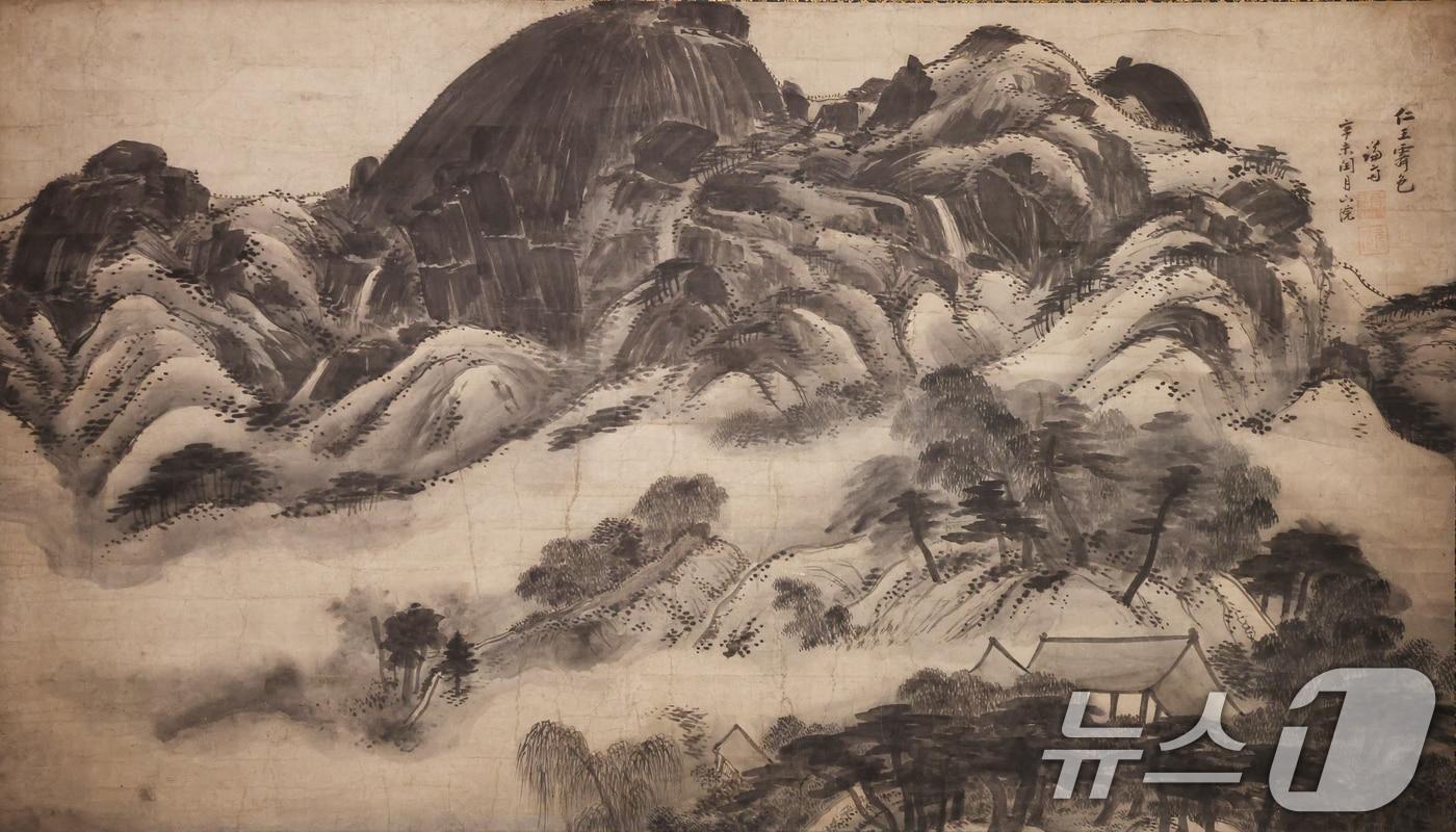 31일 오전 경기 용인시 처인구 호암미술관에 겸재 정선의 인왕제색도가 전시돼 있다. 삼성문화재단과 간송미술문화재단이 공동 개최한 '겸재 정선'전은 다음 달 2일부터 6월 29일까지 경기 용인 호암미술관에서 열린다. 2025.3.31/뉴스1 ⓒ News1 김영운 기자