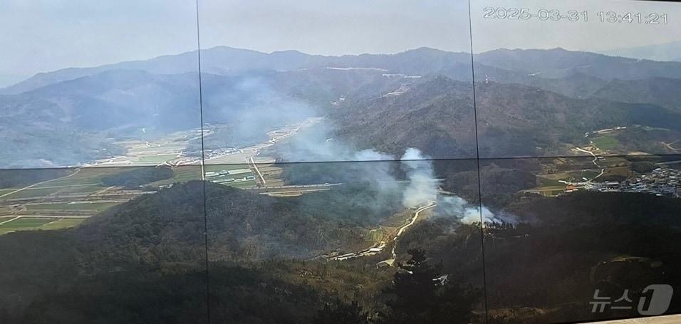 본문 이미지 - 31일 오후 1시 31분쯤 전남 해남군 계곡면의 한 야산에서 불이 난 모습. (전남도 제공. 재판매 및 DB 금지)