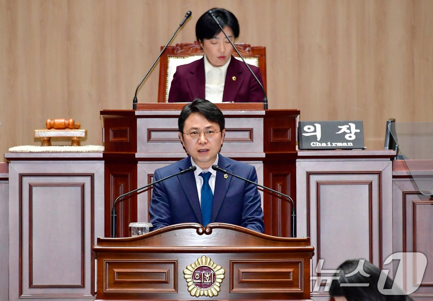 박수기 광주시의원이 31일 임시회 본회의에서 5분 자유 발언을 하고 있다.&#40;광주시의회 제공. 재판매 및 DB 금지&#41; 2025.3.31/뉴스1 