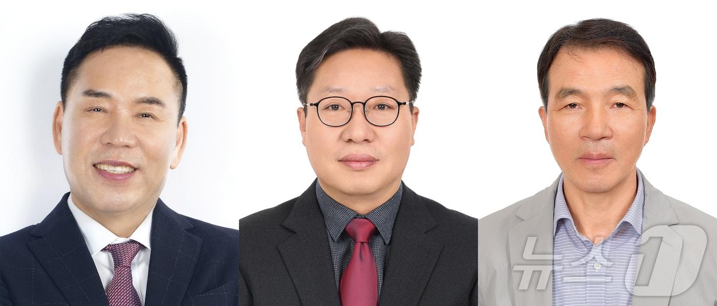 본문 이미지 - 정원군(왼쪽부터) 케이디엠텍 대표이사, 유원일 HD현대미포 상무, 고일주 한국몰드 회장. (울산상공회의소 제공. 