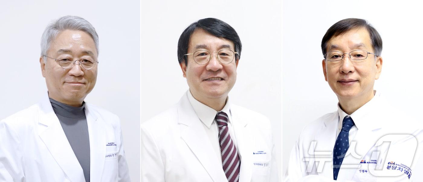 분당차병원 폐식도센터 심영목 교수, 혈액종양내과 임호영 교수, 신경과 허지회 교수(왼쪽부터)