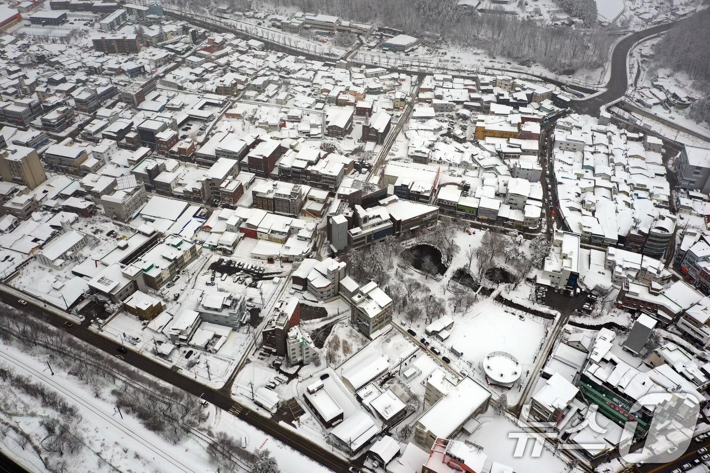 경칩이었던 지난 3월 5일 강원 산지에 많은 눈이 내린 가운데 강원도 태백시 황지동 일대가 폭설로 덮혀 있는 모습. 2025.3.5/뉴스1 ⓒ News1 김명섭 기자