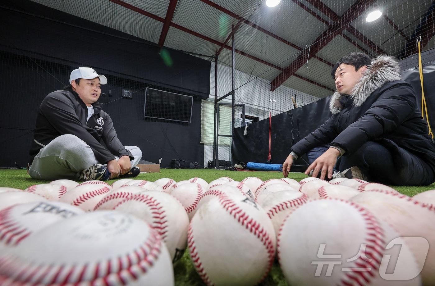 SSG 랜더스 출신 김태훈 코치가 5일 인천 남동구 브라더스포츠 아카데미 간석점에서 뉴스1과 인터뷰를 하고 있다. 2025.3.5/뉴스1 ⓒ News1 김성진 기자