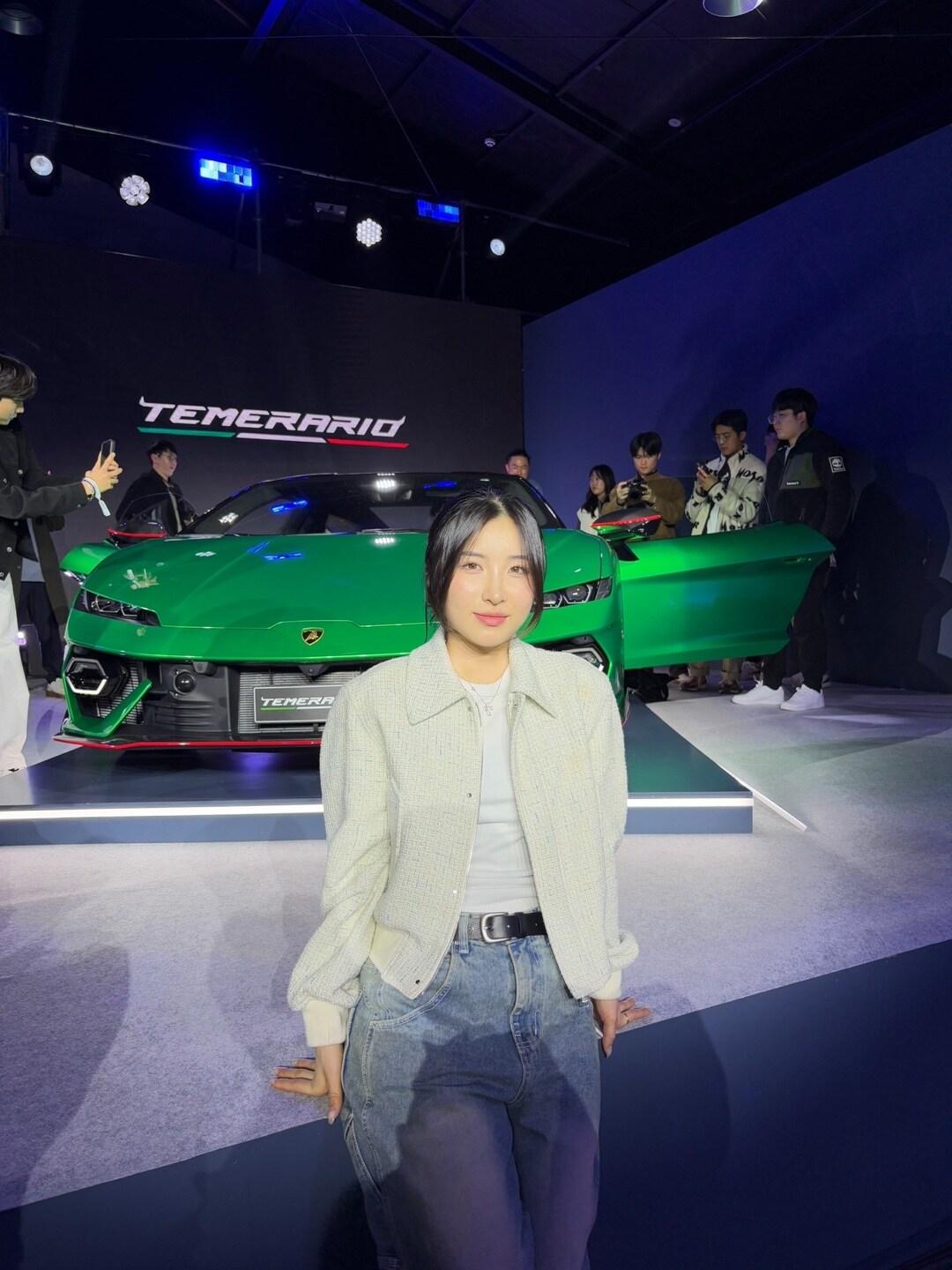 본문 이미지 - 람보르기니 신차 테메라리오 론칭 행사에 참석한 쇼트트랙 대표팀 김길리. &#40;700 크리에이터스 제공&#41;