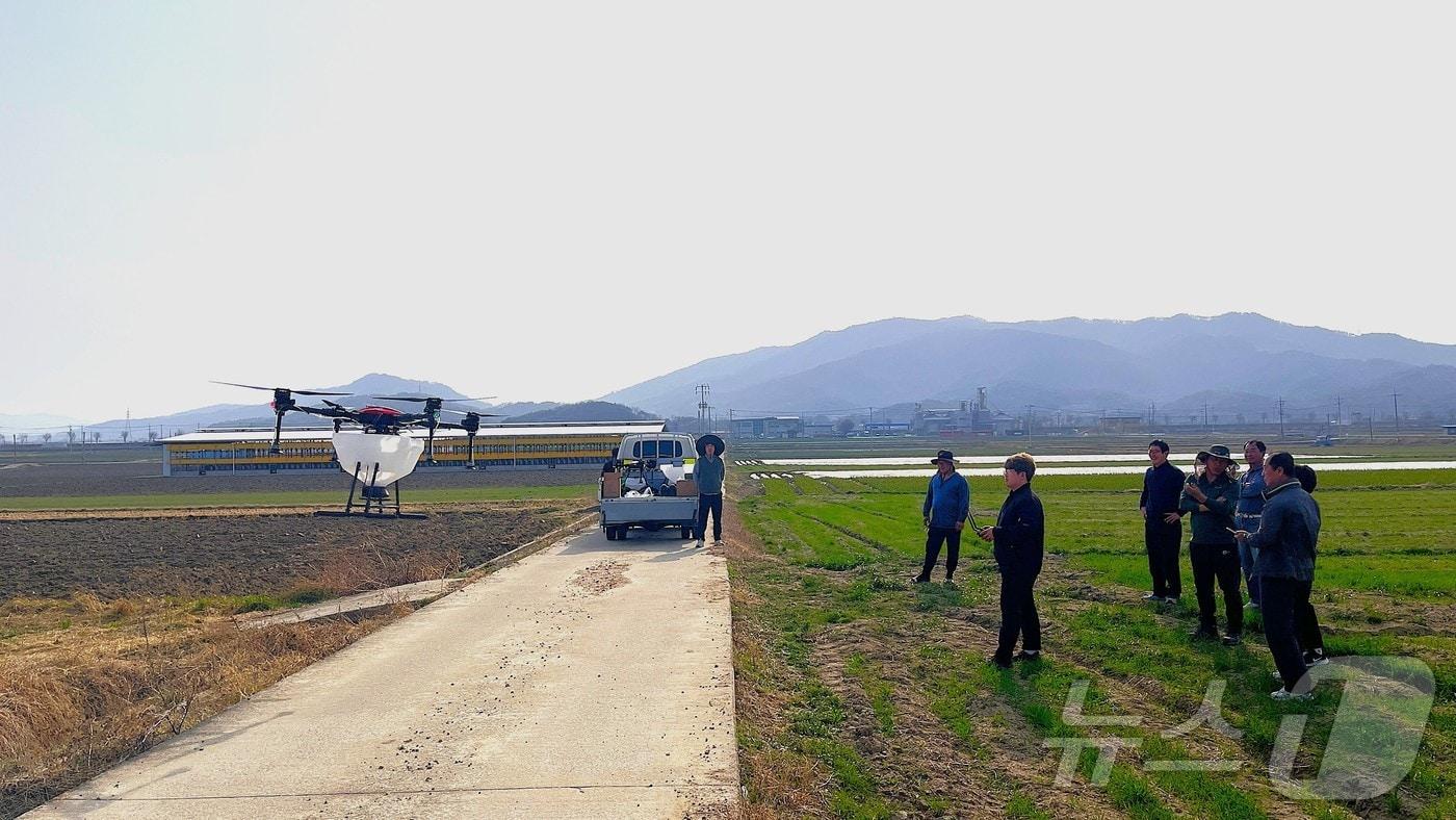 구미시 드론 농약 방재 &#40;구미시 제공. 재판매 및 DB금지&#41; 2025.4.1/뉴스1