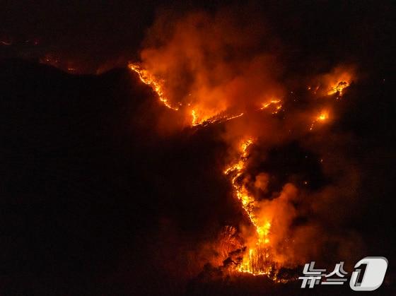 본문 이미지 - 3월 26일 밤 경북 청송군 주왕산면 상의리 주왕산국립공원에 산불이 번지고 있다. &#40;청송=뉴스1&#41; 공정식 기자