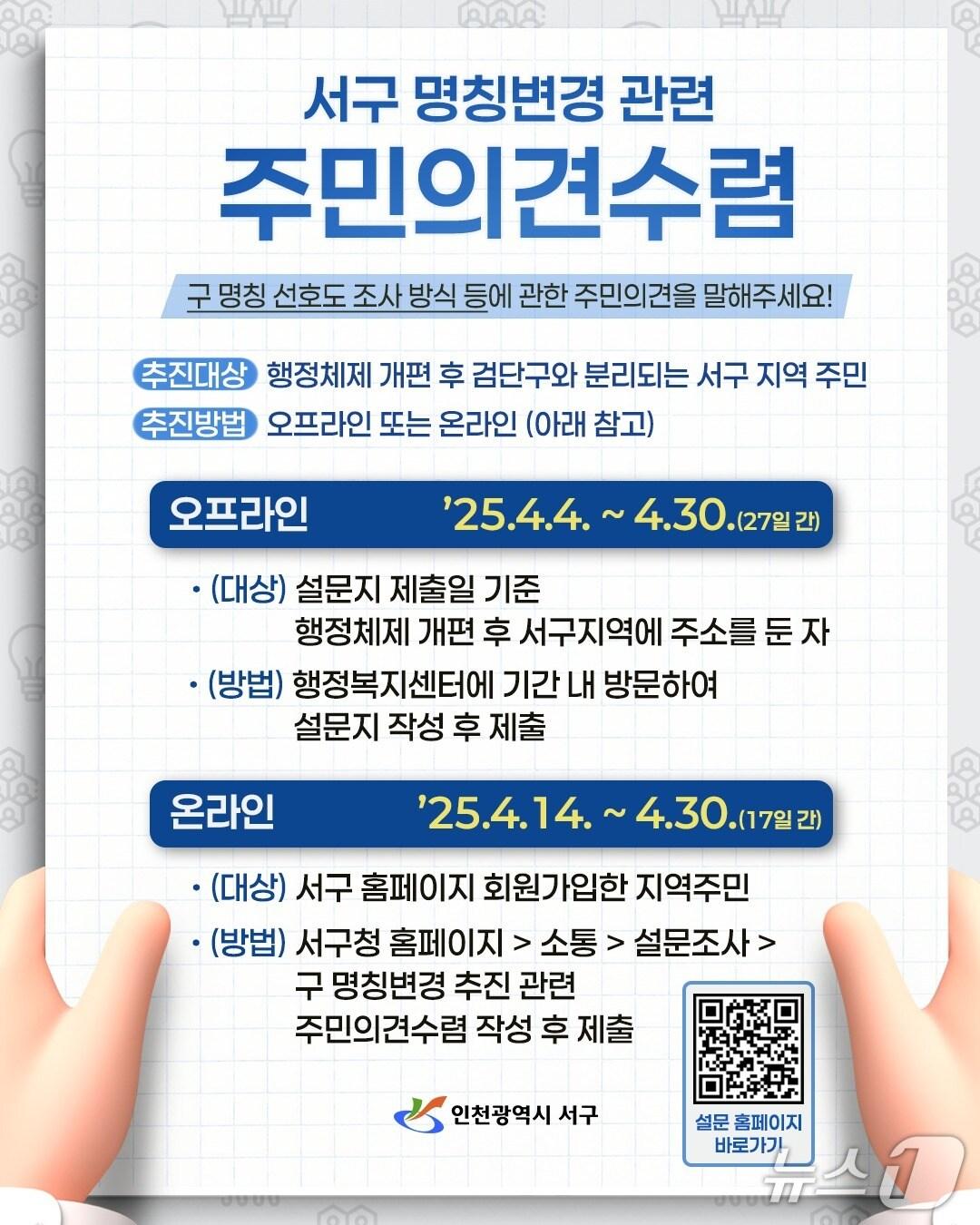 본문 이미지 - 인천 서구 온라인 주민 의견 수렴 홍보문(인천 서구 제공.재판매 및 DB금지)