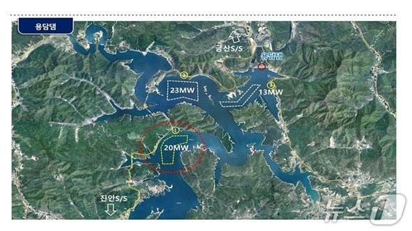 본문 이미지 - 용담댐 수상 태양광 발전사업 위치(전북환경운동연합 제공. 재판매 및 DB금지)
