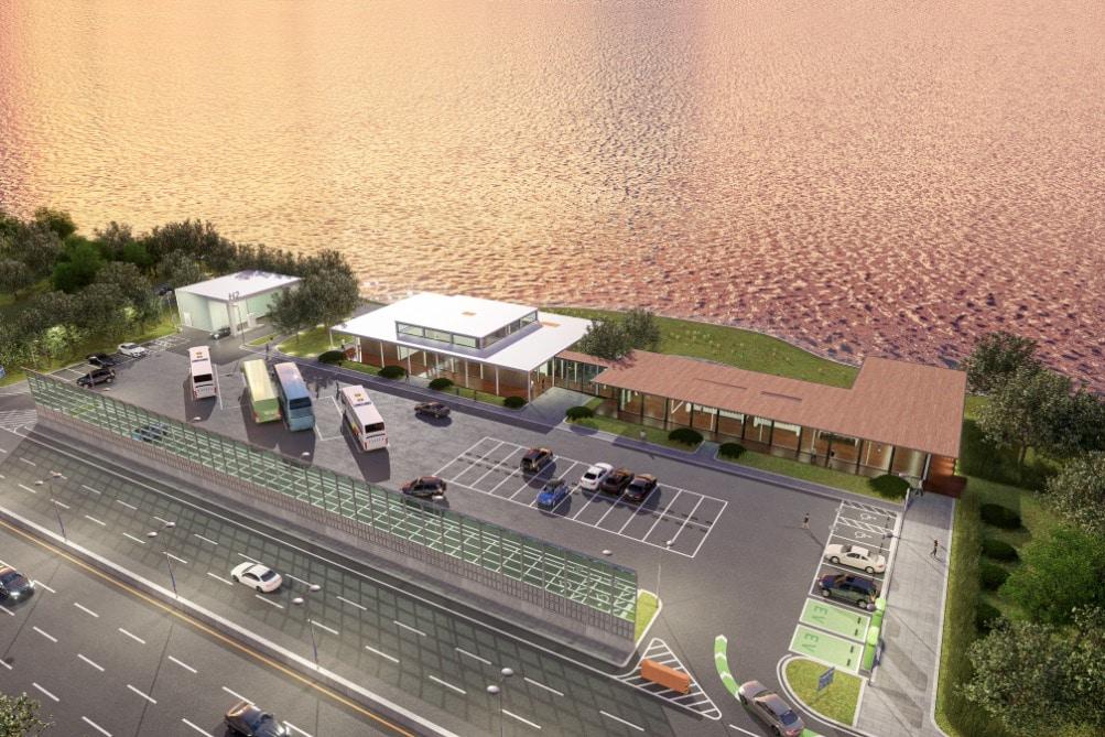 본문 이미지 - 전기차 충전시설, 스마트 조명, 휴식공간을 갖춘 스마트 복합쉼터 콘셉트.(국토교통부 제공)