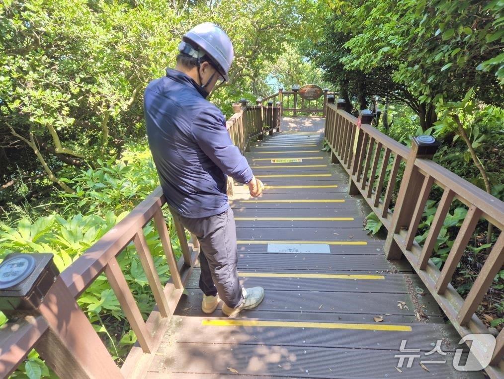 본문 이미지 - 여수 오동도 탐방로 안전점검.(전남도 제공. 재판매 및 DB금지) 2025.4.14/뉴스1