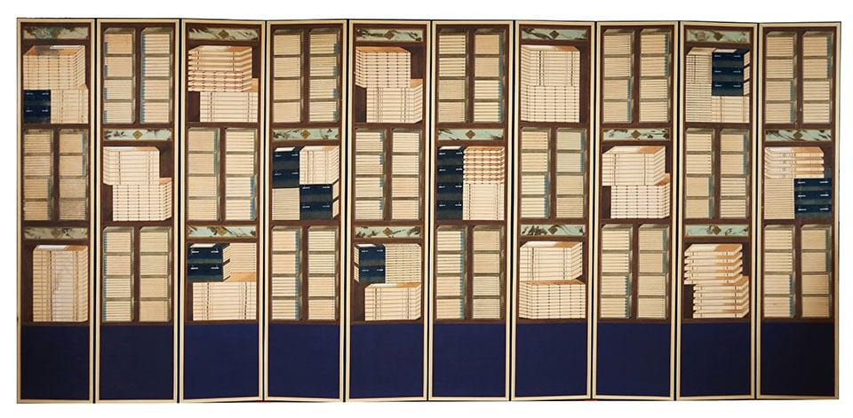 본문 이미지 - &#39;책가도 병풍&#39; 복제본의 모습&#40;라이엇 게임즈 제공. 재판매 및 DB금지&#41;2025.4.17/뉴스1
