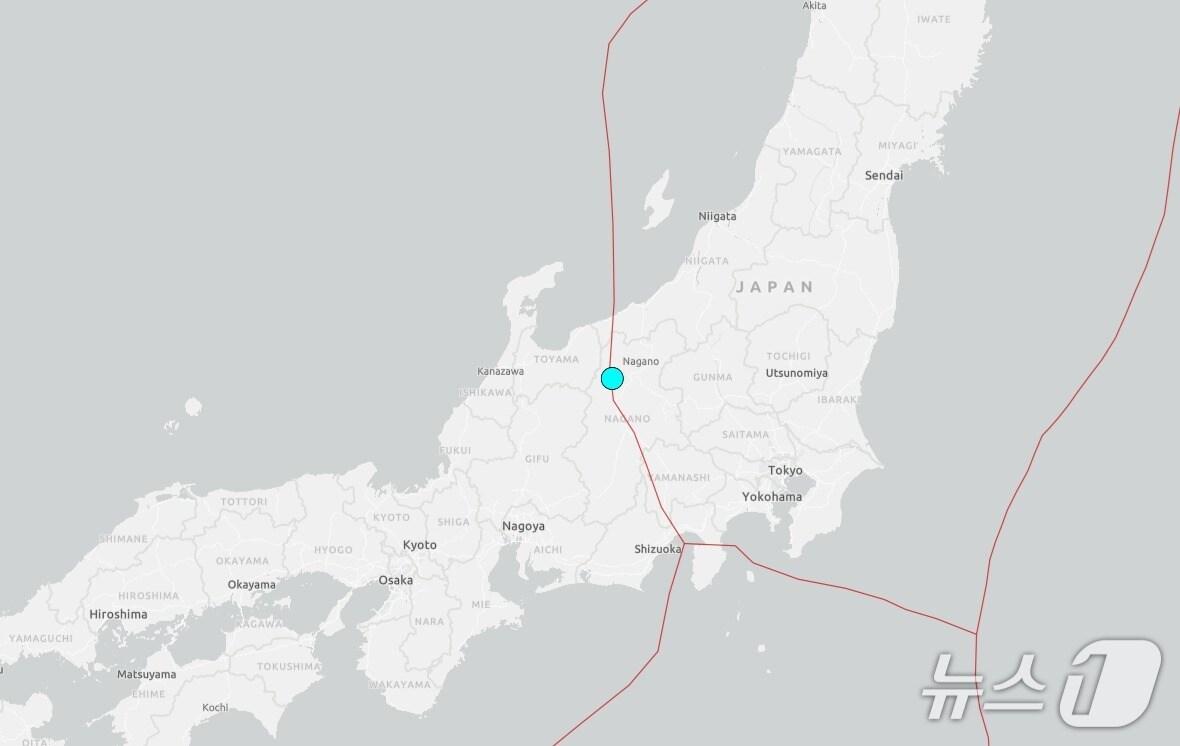 본문 이미지 - 일본 나가노현에서 18일 규모 5의 지진이 발생했다. (출처=미국 지질조사국 홈페이지) 2025.4.18./뉴스1